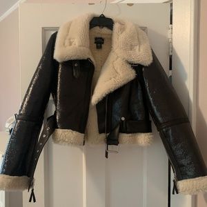 Urban Outfitters Leather Shearling Aviator Jacket